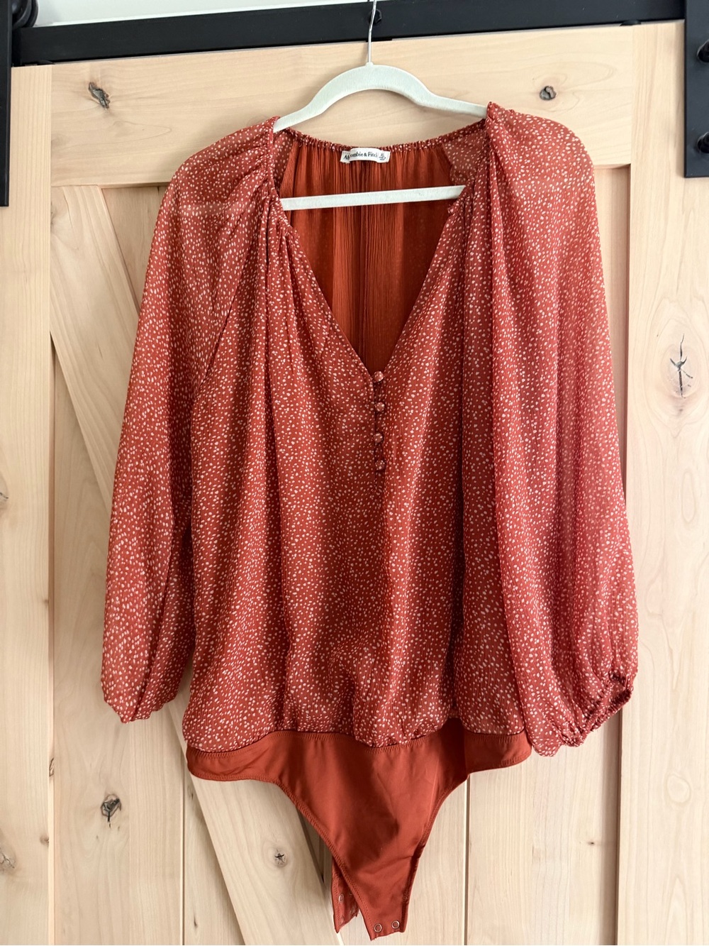 Abercrombie & Fitch Rust Dot Print Peasant Bodysuit